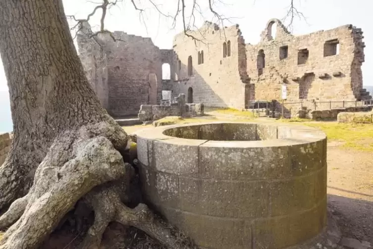 Ruinen-Romantik: Hoheneckens Burghof mit Brunnen (erneuert) und Resten der Wohnbauten.