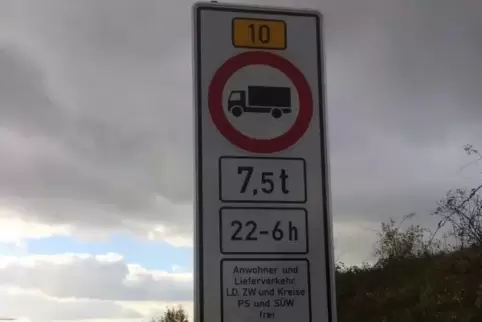 Mit solchen Schildern ist das Nachtfahrverbot auf der B10 kenntlich gemacht.  Foto: Polizei