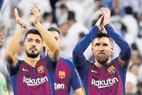 In Pokal haben sie Real Madrid am Mittwoch 3:0 geschlagen, heute ist wieder „Clásico“ für die FCB-Fußballer Luis Suarez und Lion