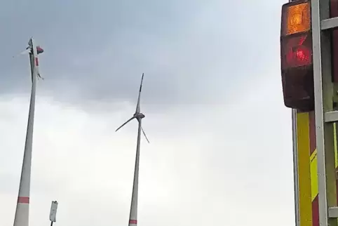 Im Windpark Gimbweiler bei Freisen beschädigte der Sturm eine Windenergieanlage der Firma Enercon.
