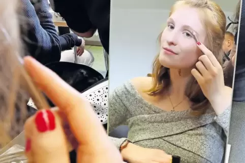 Ganz wichtig sind die Augenbrauen: Teilnehmerin Vivean Veth greift beim Marilyn-Monroe-Schminkkurs zum Brauenstift.