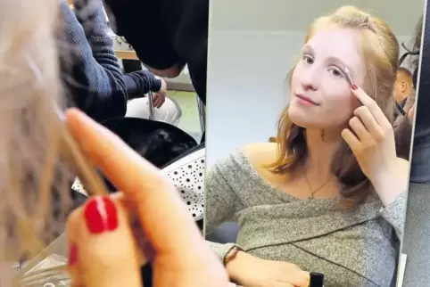 Ganz wichtig sind die Augenbrauen: Teilnehmerin Vivean Veth greift beim Marilyn-Monroe-Schminkkurs zum Brauenstift.
