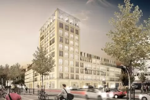 Der Siegerentwurf für den Neubau anstelle des Kaufhofs, gegenüber vom Hauptbahnhof.  Abbildung: Tilmann Probst Architekten