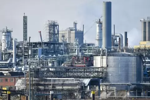 Über die Fackel werden überschüssige Gase der BASF verbrannt.  Symbolfoto: dpa