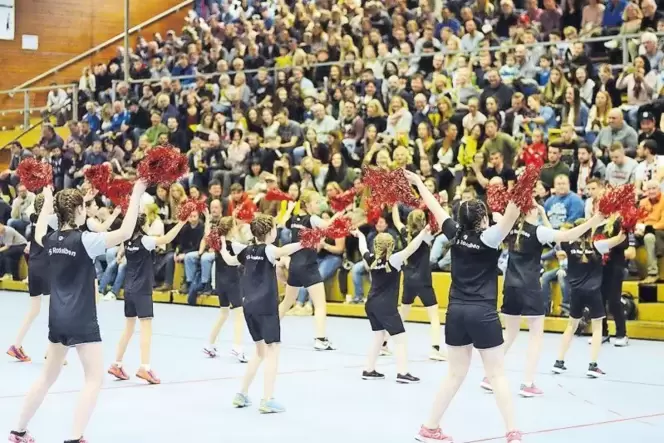 In den Auszeiten kommen die Cheerleader, C-, D- und E-Jugend-Handballerinnen der TS Rodalben, aufs Spielfeld und unterhalten das In den Auszeiten kommen die Cheerleader, C-, D- und E-Jugend-Handballerinnen der TS Rodalben, aufs Spielfeld und unterhalten das