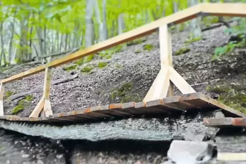 Ehrenamtliche haben die Morschenbergbrücke neu aufgebaut.