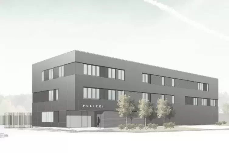 So soll die neue Dienststelle nach ihrer Fertigstellung aussehen.  Grafik: AV1 Architekten, Kaiserslautern/frei