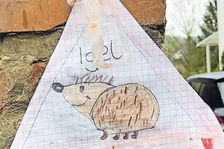 Wurde Opfer von Wind und Regen: das erste Schild der Igelsch&uuml;tzer in der Kappelstra&szlig;e.