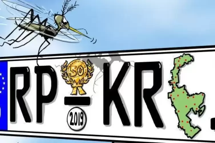 Da wird doch die Schnake im Auwald verr&uuml;ckt: Der Rhein-Pfalz-Kreis wird 50!   Karikatur: Herrmann