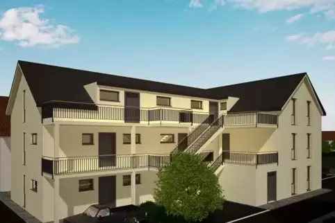 So soll der Neubau auf dem 727 Quadratmeter großen Grundstück in der Maikammerer Neugasse aussehen.  Planzeichnung: Architekturb