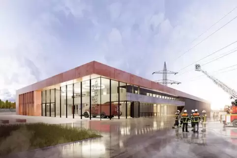 Modell des neuen Germersheimer Feuerwehrhauses.  Foto: Steimle Architekten 