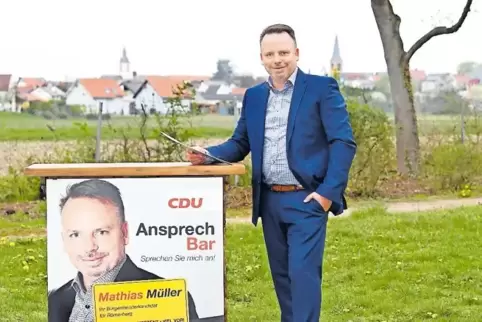 Vor seiner Ansprech-Bar in Mechtersheim: Mathias Müller.