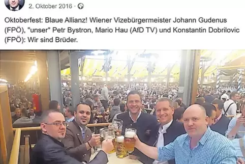 Burschenschaftler auf dem Münchner Oktoberfest: Vorne rechts der AfD-Politiker Joachim Paul, hinten rechts Johann Gudenus (FPÖ).