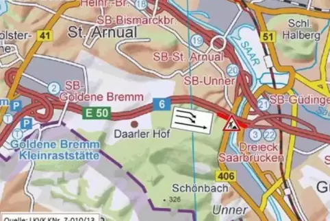 Am Mittwoch wird der Verkehr in Fahrtrichtung Mannheim über die Überholspur geleitet. Grafik: Landesbetrieb für Strassenbau