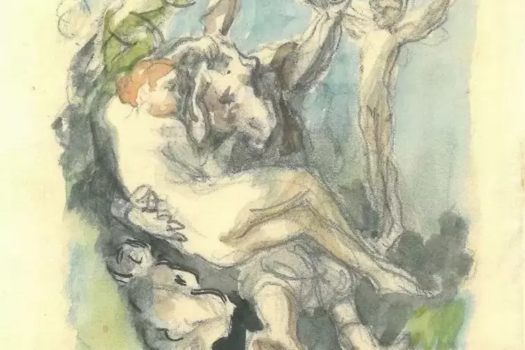 Slevogts Aquarellzeichnung zu einer Szene aus Shakespares &bdquo;Sommernachtstraum&ldquo;  Foto: LBZ