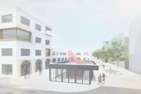 So soll sich der Eingangsbereich der künftigen Schuhstadt am Exerzierplatz präsentieren.