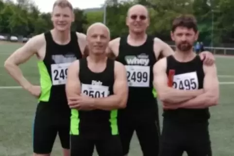 Das Pfalz-Master-Team war im Staffelwettbewerb über 4x100 Meter einmal mehr Garant für viele Punkte: (von links) Bernhard Buck, 