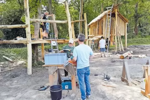 Noch nicht ganz, aber fast fertig: Baumhaus des TFC auf der Vereinsanlage auf der Parkinsel.