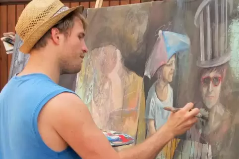 Benjamin Burkhart beim Live-Painting bei der „Artstreet“ im Jahr 2014.  ArchivFoto: wiecheh