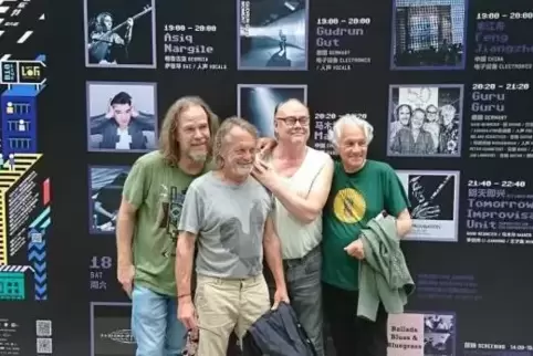 Die Gurus: Roland Schaeffer , Mani Neumeier, Peter Kühmstedt und Jan Lindqvist. Foto: Osche/frei
