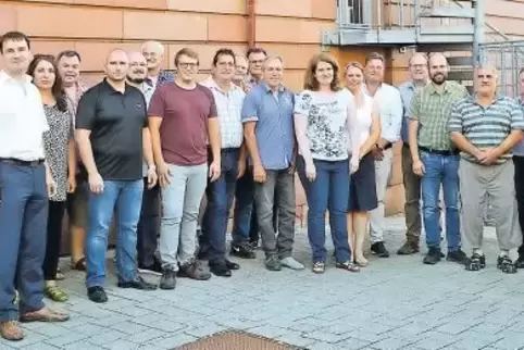 Der neue Verbandsgemeinderat (v.l.): Rainer Bernhardt, Paul Knobloch, Friedrich Schnebele, Hans-Peter Dech, Christoph Stumpf, Ma