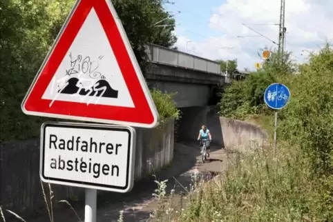 Bisher ist die Rheinquerung der schwächste Punkt im Radwegenetz des Kreises: In beide Fahrtrichtungen müssen die Radfahrer abste