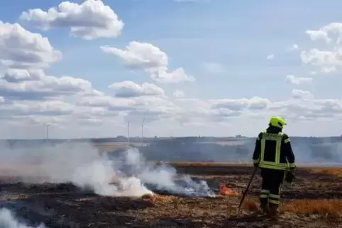 34 Wehrleute waren am Donnerstagnachmittag am Buchenwaldhof bei Thaleischweiler-Fröschen im Einsatz. Dort war eine Rundballenpre