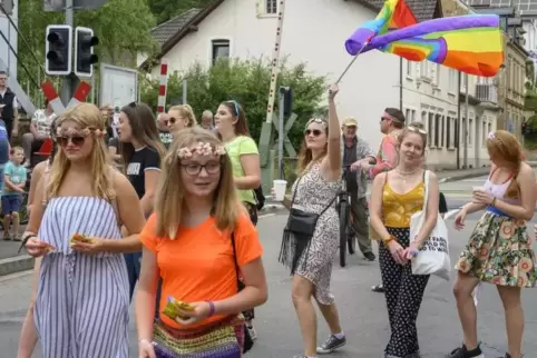 Woodstock war ein Thema beim Festumzug, der ohne Zwischenfälle verlief. Foto: m. hoffmann