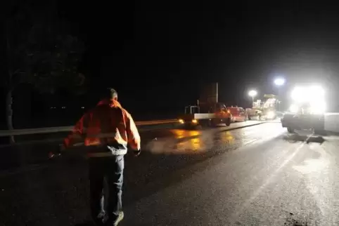 Nachtbaustelle auf der Autobahn. Foto: KUNZ