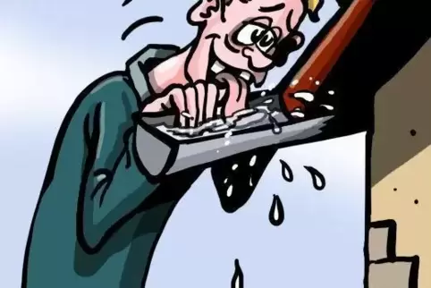 „Wenn Dummheit groß machen würde, könnte er kniend aus der Dachrinne trinken.“ Karikatur: Herrmann
