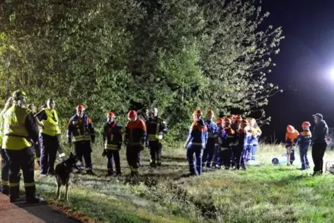 Gemeinsam mit Rettungshund Horst mussten die jungen Feuerwehrleute im Wald vermisste Personen finden, die in der Dunkelheit in N
