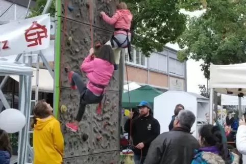 Beliebt: Kinder standen fürs Klettern Schlange.