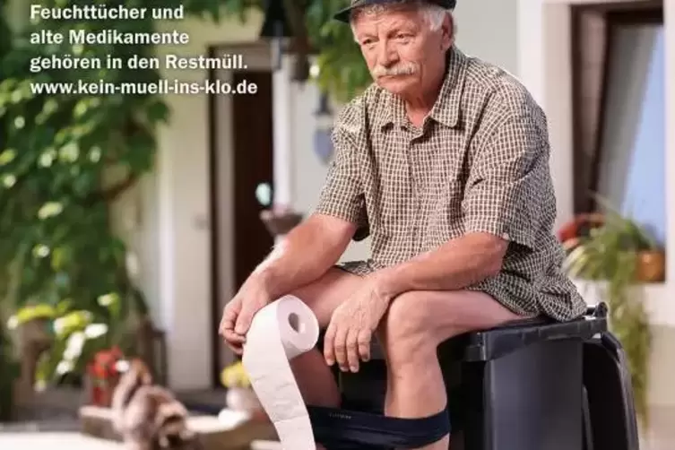 Motiv aus der Kampagne &bdquo;Kein M&uuml;ll ins Klo&ldquo; der Stadtentw&auml;sserung Dresden.