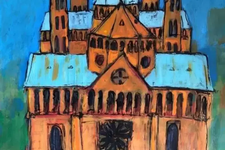 &bdquo;Mein geliebter Dom&ldquo;, Acrylfarbe und Tusche auf Papier, 2019: Eine Arbeit von Oliver Schollenberger.