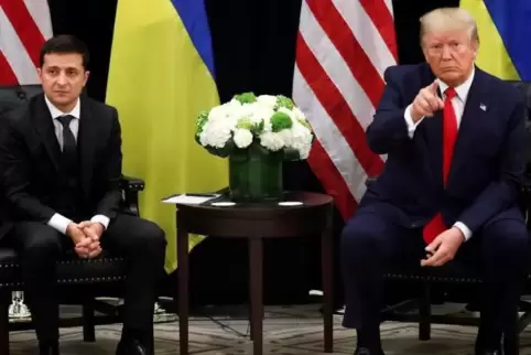 Sind sich einig in der Kritik an Deutschland: US-Präsident Trump (rechts) und der ukrainische Staatschef Selenskyj.