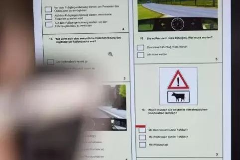Theoretische Führerscheinprüfung am Computer.
