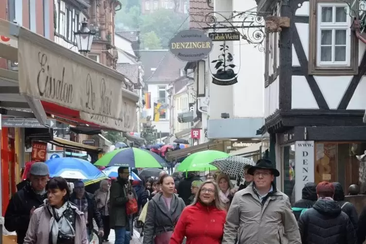 Wer durch die Neustadter Innenstadt schlenderte, hatte meist einen Regenschirm dabei.