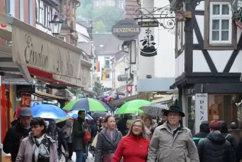 Wer durch die Neustadter Innenstadt schlenderte, hatte meist einen Regenschirm dabei.