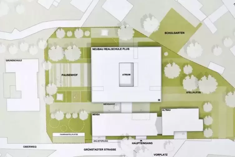 Der Entwurf der AV1-Architekten zeigt, wie die einzelnen Geb&auml;udeteile in Beziehung zueinander stehen werden.