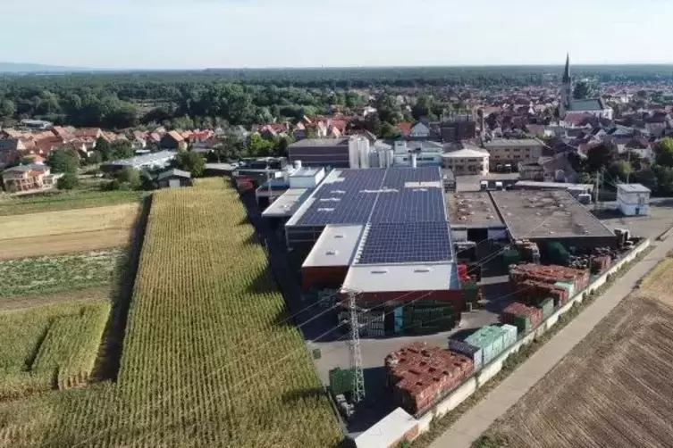 Luftansicht des Bellheimer Firmengel&auml;ndes.
