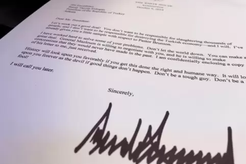 Ein Schreiben Donald Trumps, das einen Ton anschlägt, den der türkische Präsident nicht geschätzt haben dürfte.