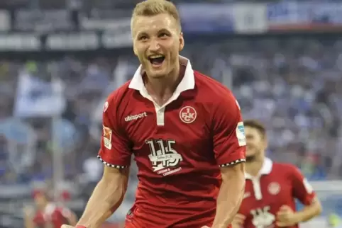 Jubel im Juli 2015: der damalige FCK-Stürmer Kacper Przybylko nach seinem Tor zum 3:0 beim MSV Duisburg. Endstand 3:1.