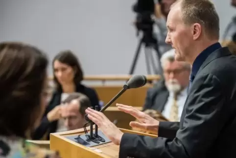 Der AfD-Abgeordnete Timo Böhme spricht in der Landtagsdebatte um das Attentat von Halle.
