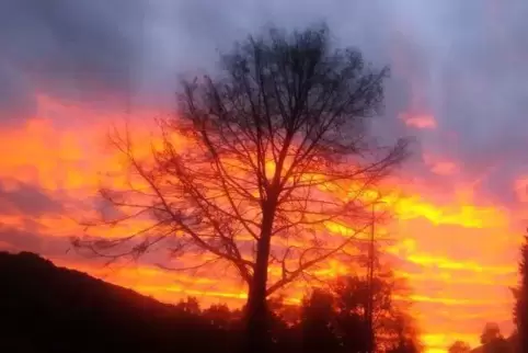 Eine wunderbare Abendröte war diese Woche bei Kusel zu beobachten.
