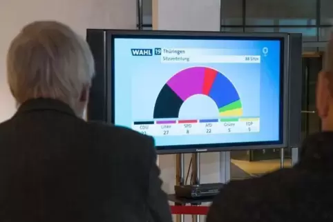Gespannt werden in allen Parteizentralen – so wie hier bei der SPD – die Hochrechnungen über die mögliche Sitzverteilung verfolg