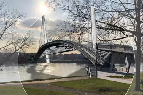 So könnte eine Rad- und Fußgängerbrücke über den Rhein aussehen.