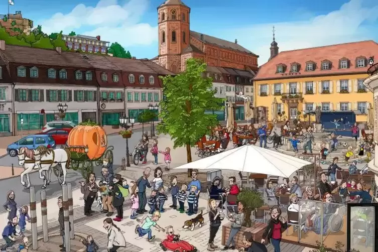 Wimmelbild vom Homburger Marktplatz