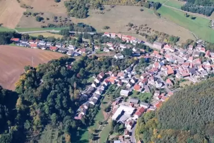 Die Gemeinde Gehrweiler aus der Luft.