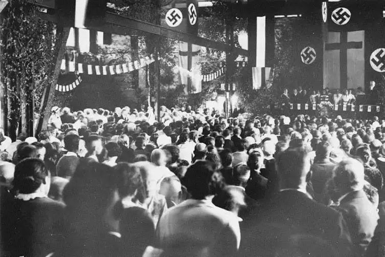 Das Bild zeigt die Gustav Adolph Feier der evangelischen Kirche 1934 in Schifferstadt.