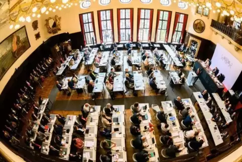 Blick in den provisorischen Plenarsaal der Bremer Bürgerschaft.